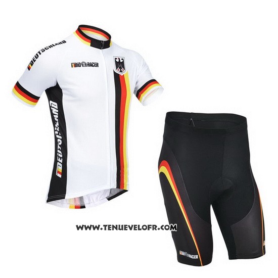 2013 Maillot Ciclismo Allemagne Blanc et Noir Manches Courtes et Cuissard